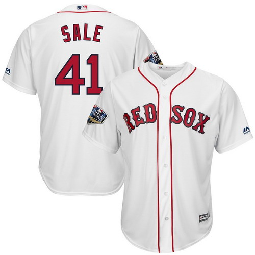 Personalized Red Sox 41 Chris Sale White 2018 World Series Cool Base Player Jersey