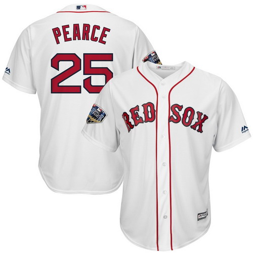 Personalized Red Sox 25 Steve Pearce White 2018 World Series Cool Base Player Jersey