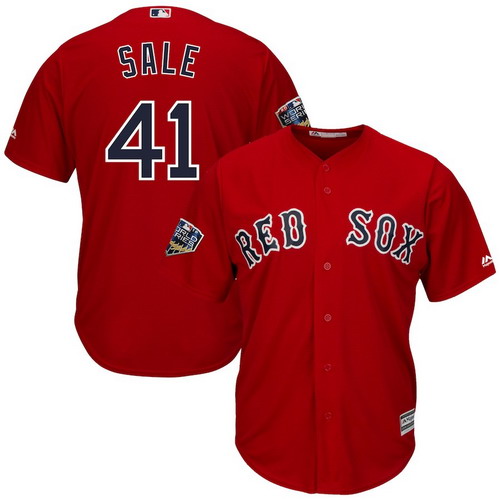 Personalized Red Sox 41 Chris Sale Scarlet 2018 World Series Cool Base Player Jersey