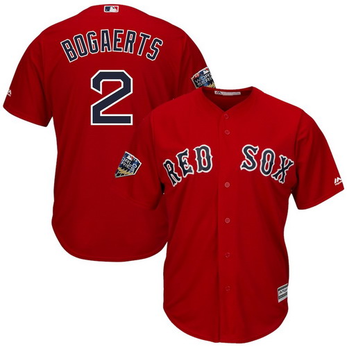 Personalized Red Sox 2 Xander Bogaerts Scarlet 2018 World Series Cool Base Player Jersey