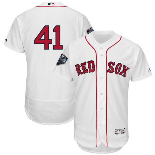 Personalized Red Sox 41 Chris Sale White 2018 World Series Flexbase Player Number Jersey