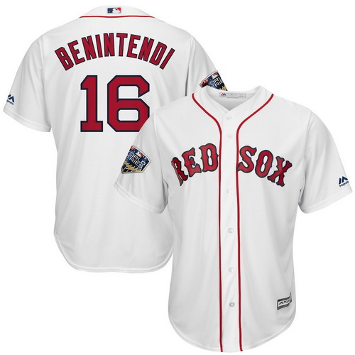Personalized Red Sox 16 Andrew Benintendi White 2018 World Series Cool Base Player Jersey