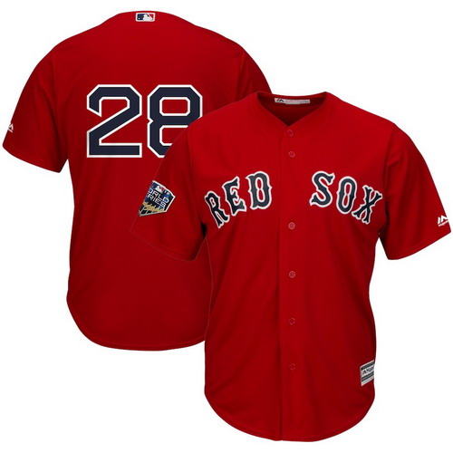 Personalized Red Sox 28 J.D. Martinez Red 2018 World Series Cool Base Player Number Jersey