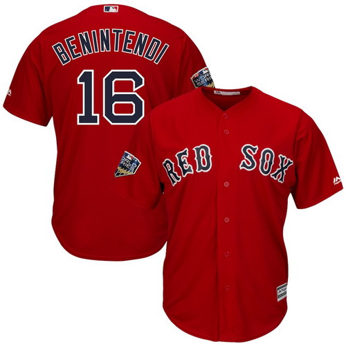 Personalized Red Sox 16 Andrew Benintendi Scarlet 2018 World Series Cool Base Player Jersey