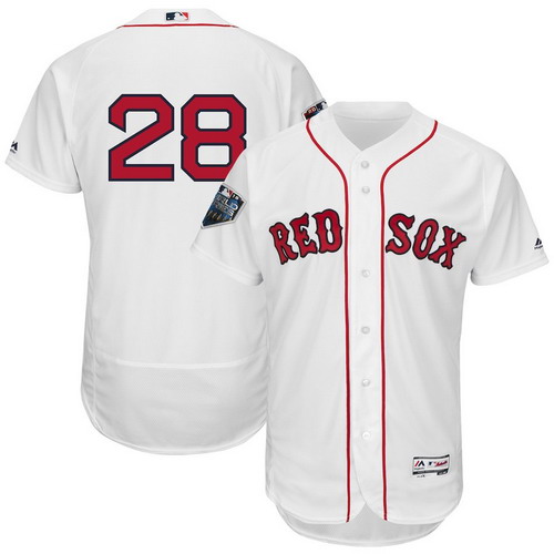 Personalized Red Sox 28 J.D. Martinez White 2018 World Series Flexbase Player Number Jersey