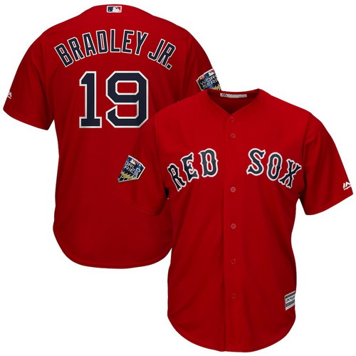 Personalized Red Sox 19 Jackie Bradley Jr. Scarlet 2018 World Series Cool Base Player Jersey