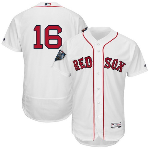 Personalized Red Sox 16 Andrew Benintendi White 2018 World Series Flexbase Player Number Jersey