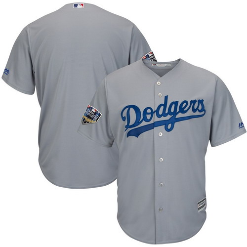 Personalized Dodgers Blank Gray 2018 World Series Cool Base Player Jersey