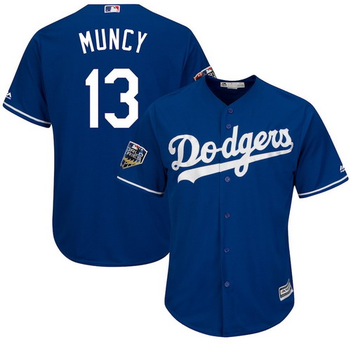Personalized Dodgers 13 Max Muncy Royal 2018 World Series Cool Base Player Jersey