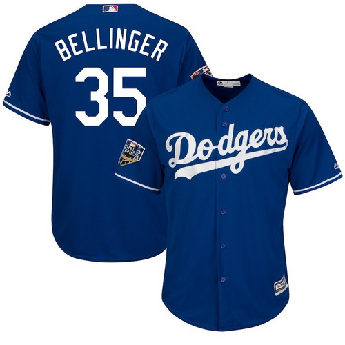 Personalized Dodgers 35 Cody Bellinger Royal 2018 World Series Cool Base Player Jersey