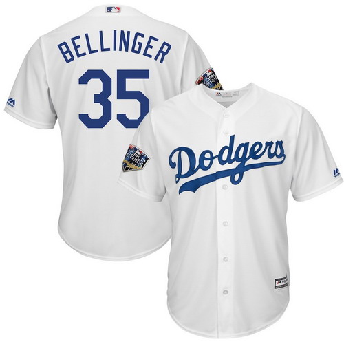 Personalized Dodgers 35 Cody Bellinger White 2018 World Series Cool Base Player Jersey