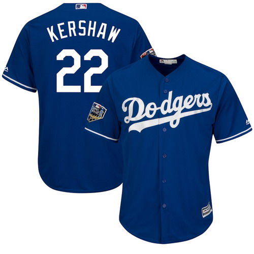 Personalized Dodgers 22 Clayton Kershaw Royal 2018 World Series Cool Base Player Jersey