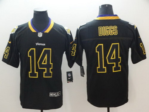 Personalized Vikings 14 Stefon Diggs Black Shadow Legend Limited Jersey