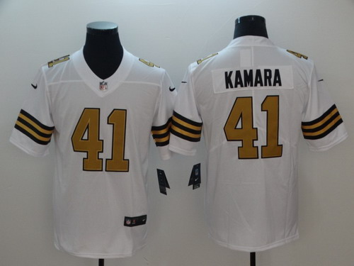 Personalized Saints 41 Alvin Kamara White Color Rush Limited Jersey