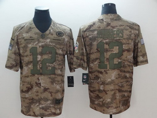 Personalized Packers 12 Aaron Rodgers Camo Salute To Service Limited Jersey