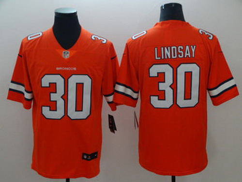 Personalized Broncos 30 Phillip Lindsay Orange Color Rush Limited Jersey