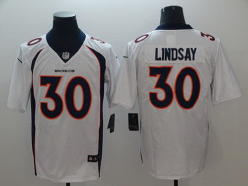Personalized Broncos 30 Phillip Lindsay White Untouchable Limited Jersey