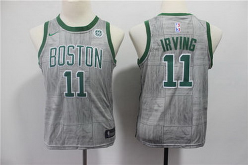 Personalized Youth Celtics 11 Kyrie Irving Gray Youth City Edition Swingman Jersey