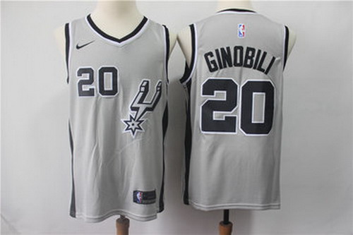 Personalized Spurs 20 Manu Ginobili Gray Swingman Jersey