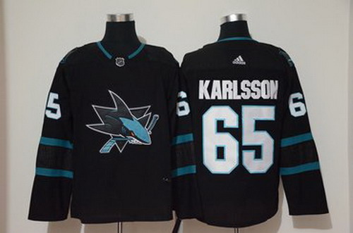 Personalized Sharks 65 Erik Karlsson Black Jersey