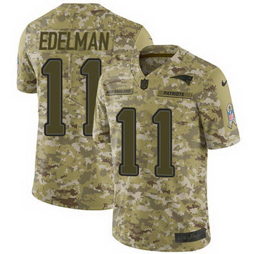 Personalized Patriots #11 Julian Edelman Camo NFL Limited 2018 Salute to Service Jersey