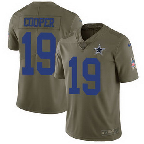 Personalized Cowboys #19 Amari Cooper Olive Men’s Stitched NFL Limited 2017 Salute To Service Jersey