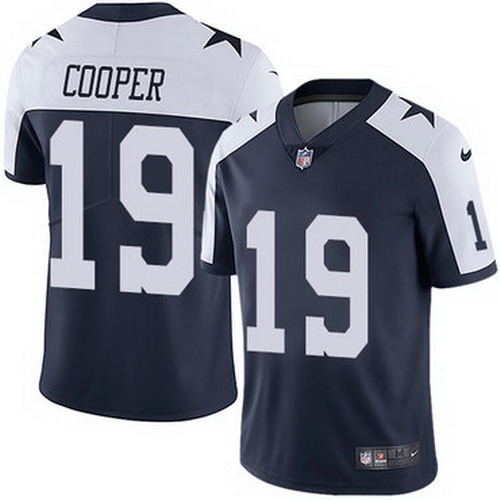 Personalized Cowboys #19 Amari Cooper Navy Blue Thanksgiving Men’s Stitched NFL Untouchable Limited Throwback Jersey