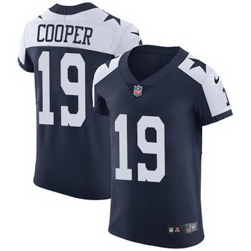 Personalized Cowboys #19 Amari Cooper Navy Blue Thanksgiving Men’s Stitched NFL Untouchable Throwback Elite Jersey