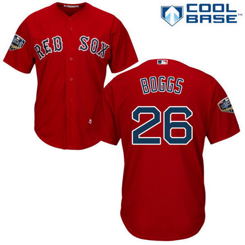 Personalized Red Sox #26 Wade Boggs Red New Cool Base 2018 World Series Stitched MLB Jersey