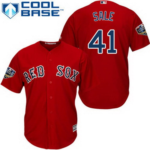 Personalized Red Sox #41 Chris Sale Red New Cool Base 2018 World Series Stitched MLB Jersey