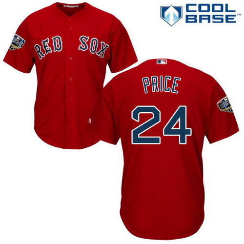 Personalized Red Sox #24 David Price Red New Cool Base 2018 World Series Stitched MLB Jersey