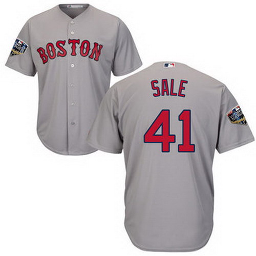 Personalized Red Sox #41 Chris Sale Grey New Cool Base 2018 World Series Stitched MLB Jersey