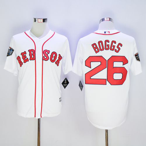 Personalized Red Sox #26 Wade Boggs White New Cool Base 2018 World Series Stitched MLB Jersey