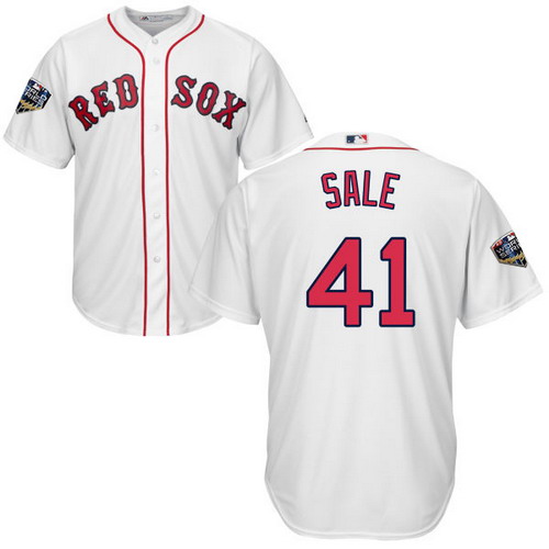 Personalized Red Sox #41 Chris Sale White New Cool Base 2018 World Series Stitched MLB Jersey