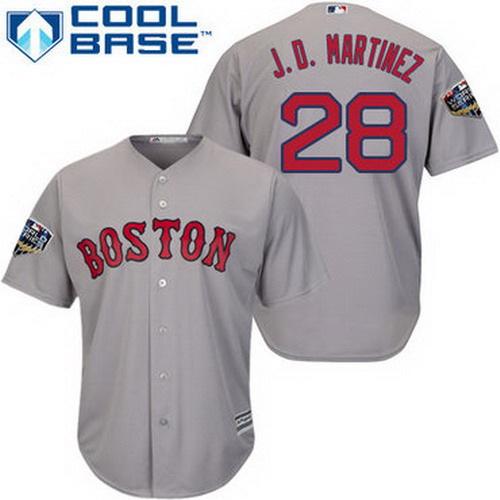 Personalized Red Sox #28 J. D. Martinez Grey New Cool Base 2018 World Series Stitched MLB Jersey