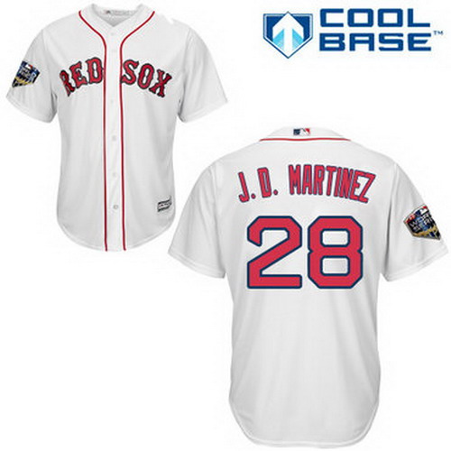 Personalized Red Sox #28 J. D. Martinez White New Cool Base 2018 World Series Stitched MLB Jersey