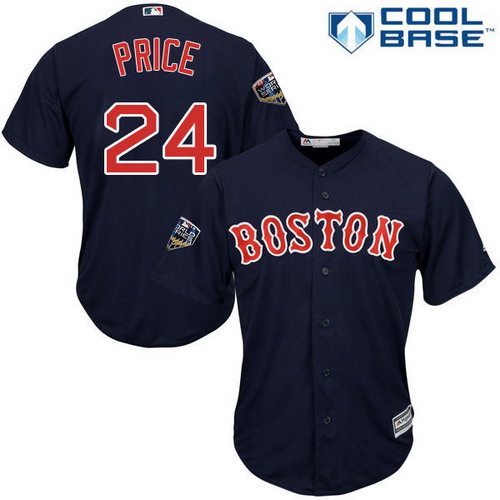 Personalized Red Sox #24 David Price Navy Blue New Cool Base 2018 World Series Stitched MLB Jersey