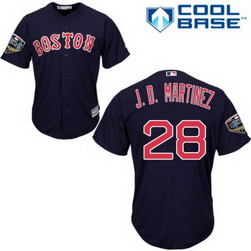Personalized Red Sox #28 J. D. Martinez Navy Blue New Cool Base 2018 World Series Stitched MLB Jersey