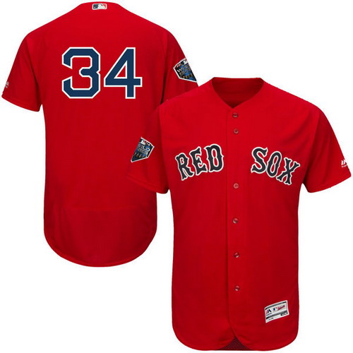 Personalized Red Sox #34 David Ortiz Red Flexbase Authentic Collection 2018 World Series Stitched MLB Jersey