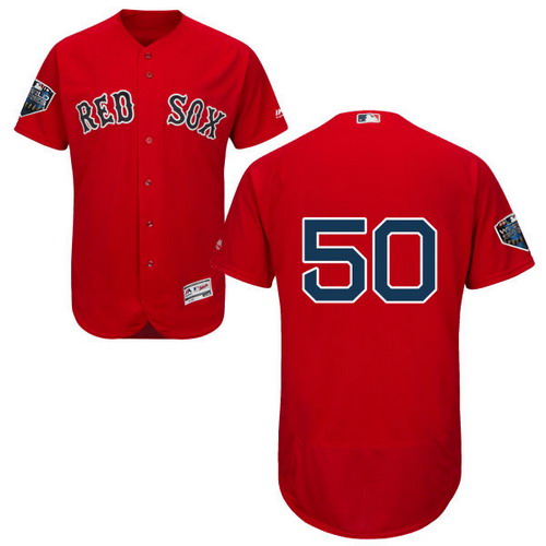 Personalized Red Sox #50 Mookie Betts Red Flexbase Authentic Collection 2018 World Series Stitched MLB Jersey