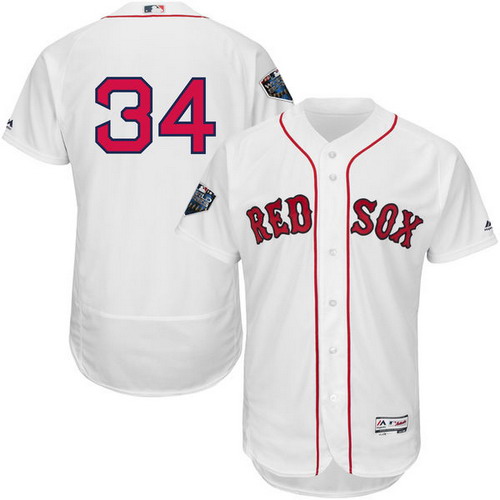 Personalized Red Sox #34 David Ortiz White Flexbase Authentic Collection 2018 World Series Stitched MLB Jersey