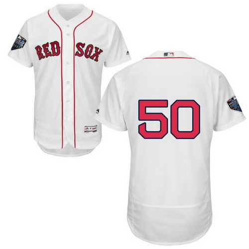 Personalized Red Sox #50 Mookie Betts White Flexbase Authentic Collection 2018 World Series Stitched MLB Jersey