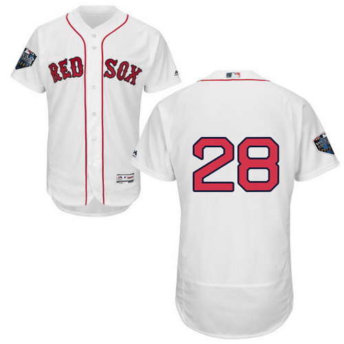 Personalized Red Sox #28 J. D. Martinez White Flexbase Authentic Collection 2018 World Series Stitched MLB Jersey