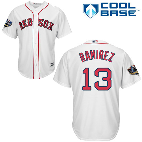 Personalized Red Sox #13 Hanley Ramirez New White Cool Base 2018 World Series Stitched MLB Jersey
