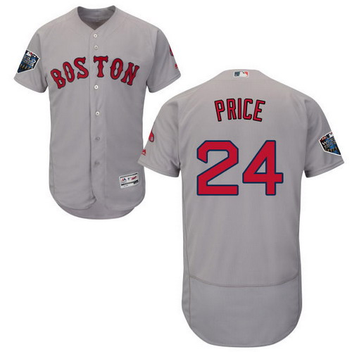 Personalized Red Sox #24 David Price Grey Flexbase Authentic Collection 2018 World Series Stitched MLB Jersey