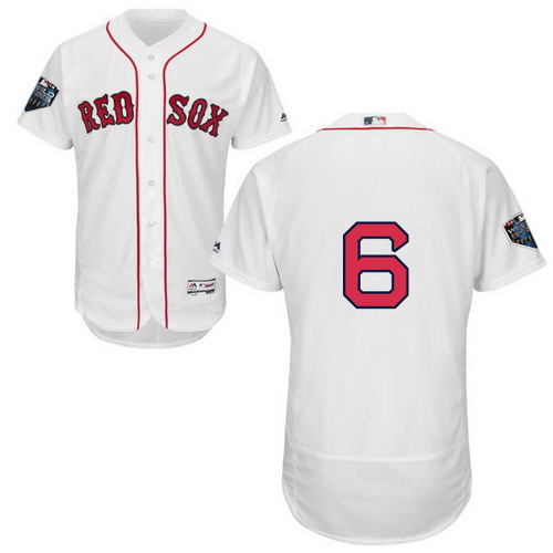 Personalized Red Sox #6 Johnny Pesky White Flexbase Authentic Collection 2018 World Series Stitched MLB Jersey