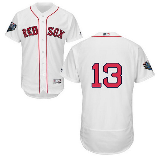 Personalized Red Sox #13 Hanley Ramirez White Flexbase Authentic Collection 2018 World Series Stitched MLB Jersey