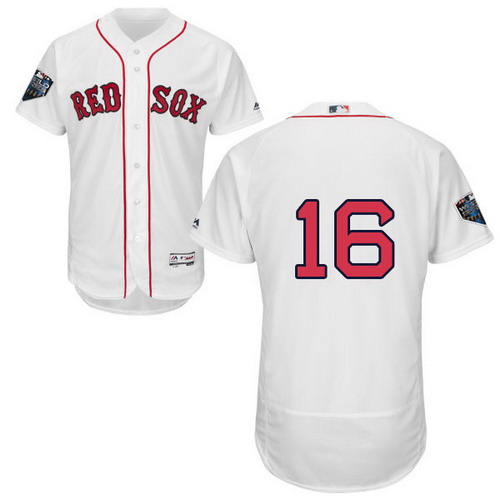 Personalized Red Sox #16 Andrew Benintendi White Flexbase Authentic Collection 2018 World Series Stitched MLB Jersey