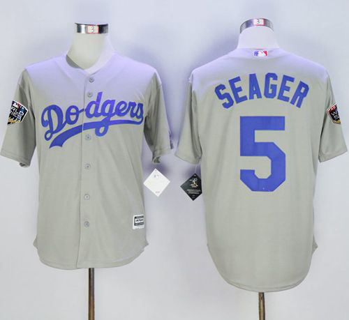 Personalized Dodgers #5 Corey Seager Grey New Cool Base 2018 World Series Stitched MLB Jersey