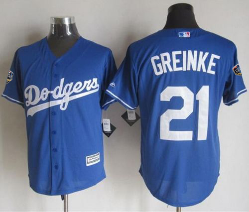 Personalized Dodgers #21 Zack Greinke Blue New Cool Base 2018 World Series Stitched MLB Jersey